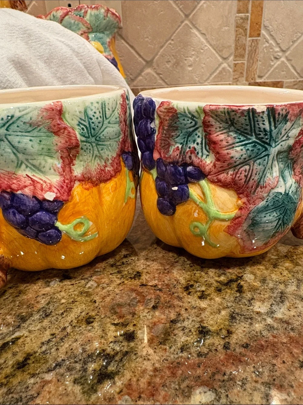 Harvest ceramic pitcher and mugs